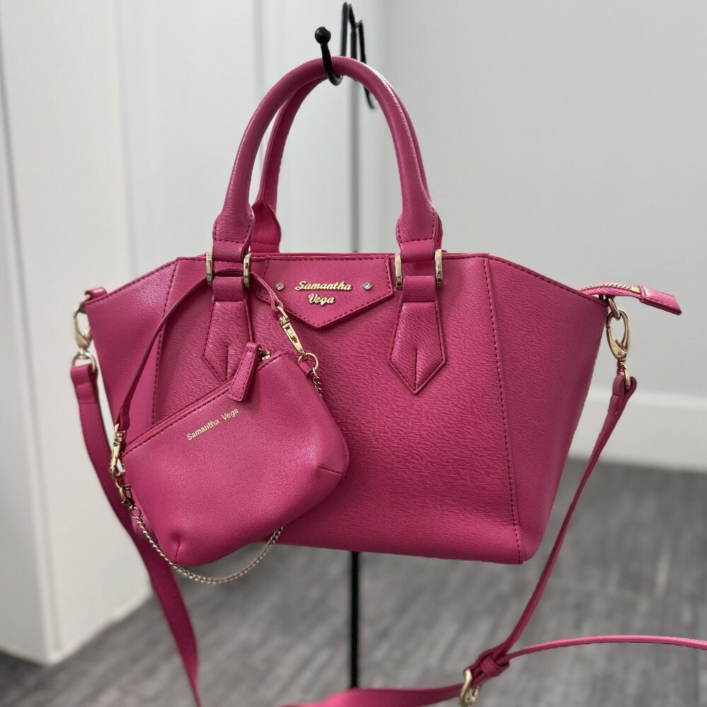 Samantha Vega Pink 2-Way Leather Crossbody with Coin purse